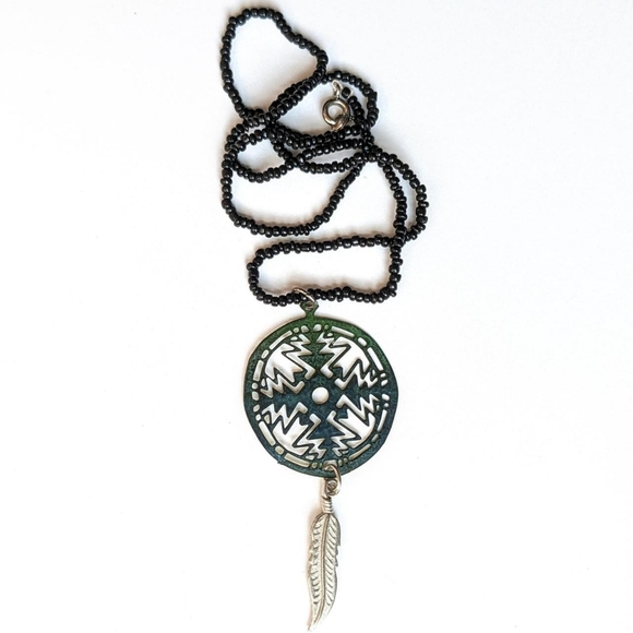 Vintage 90s Iridescent Dreamcatcher Necklace - Picture 1 of 5